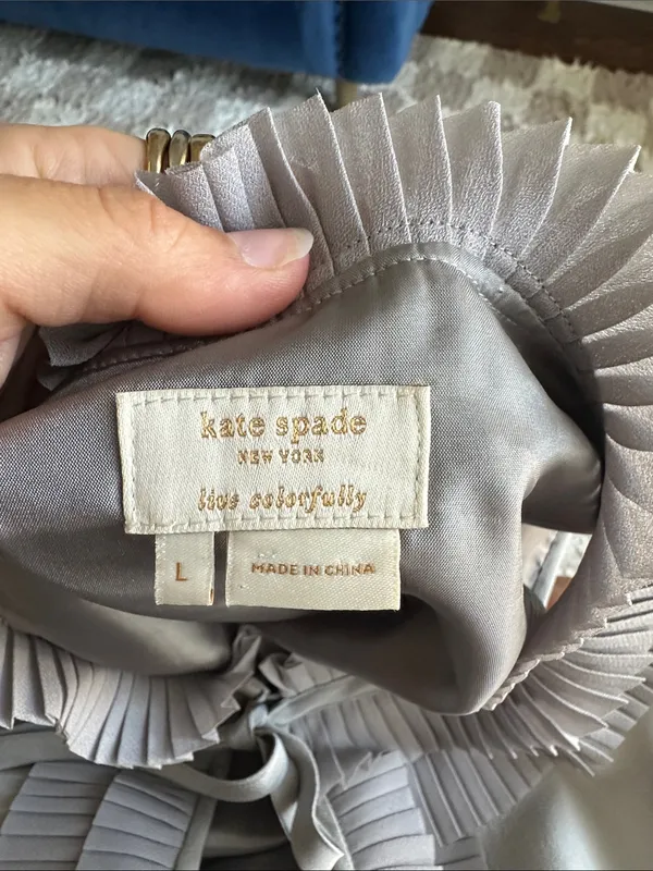 kate spade Pleated Ruffle Neck Sleeveless Top in Light Gray - Image 6