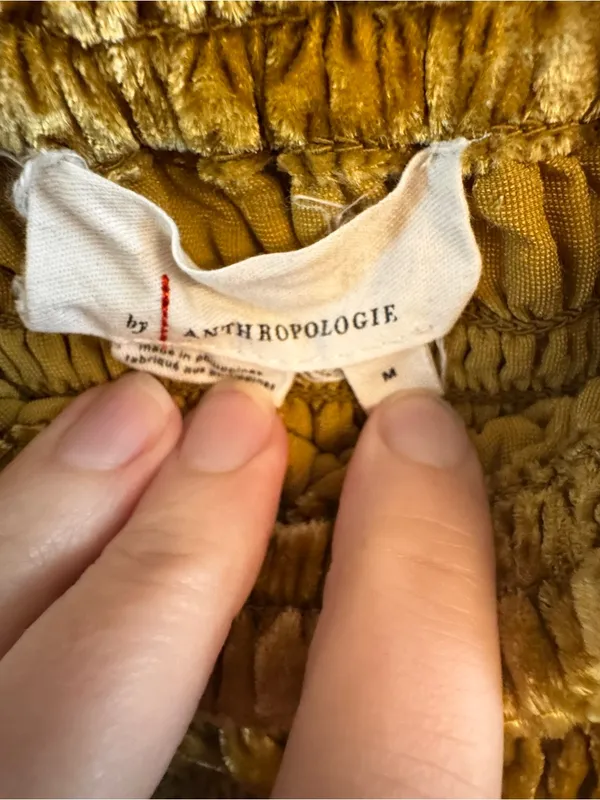 ANTHROPOLOGIE‎ Smocked Velvet Long-Sleeve Crop Top - Image 5
