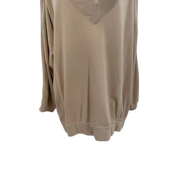 Free People Key Player Layer Sweatshirt Doe Oversized‎ V Neck Tunic Top Medium - Image 5