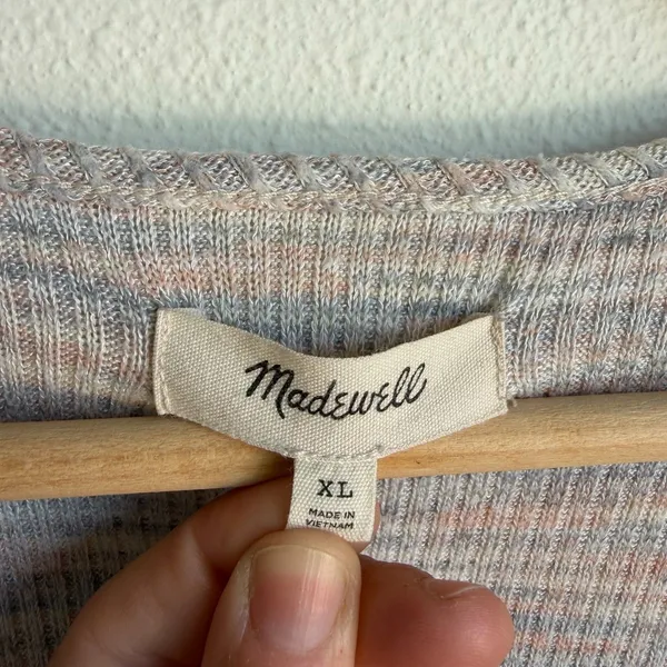 MADEWELL Space-Dye Pastel Faux Wrap Soft Rainbow Long Sleeve Knit Top Womens XL - Image 5