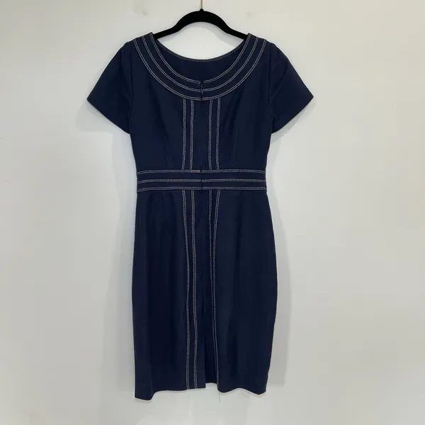 Boden Kitty Sheath Textured Midi Dress Size U.S. 2R UK 6R‎ Navy - Image 4