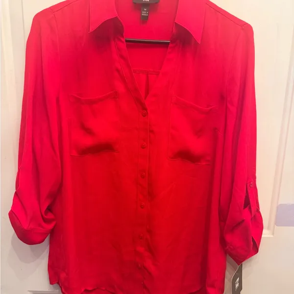 Iz Byer Vibrant Red Button-Down Shirt - Image 4