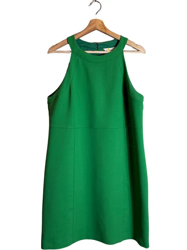 Boden Sleeveless Mini Shift Dress Women's 8R Kelly Green Preppy Cocktail Career - Image 5