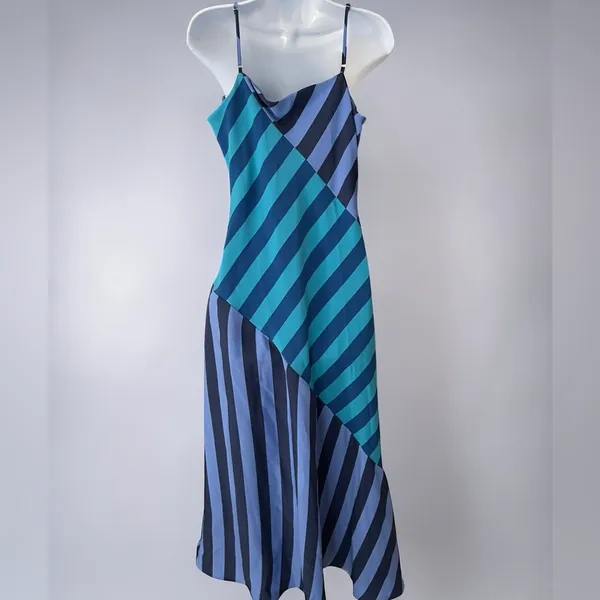 Saunders- Striped Blue Maxi Dress Size 6 - Image 8