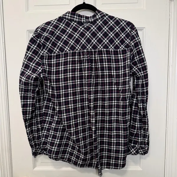 Barbour Birling Shirt Plaid Button Up‎ Navy Pink White Size 10 - Image 6