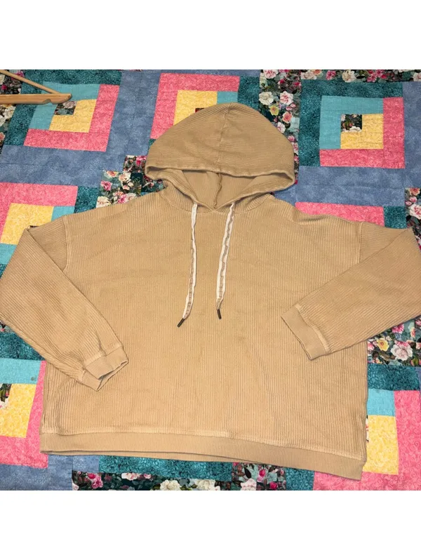 Aerie Woman’s M Medium Ribbed Cropped Hoodie Sweatshirt - Image 2