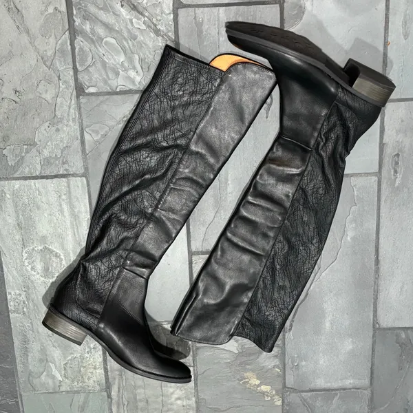 Sundance Sandrine Black Leather Pull-On Over the Knee Boots - size 38 - Image 2