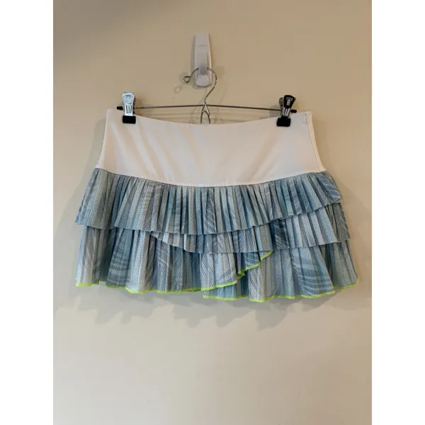 Lucky in Love Rally Pleat Tier Tennis Skirt Vaportex Blue Green Medium 8-10 - Image 2