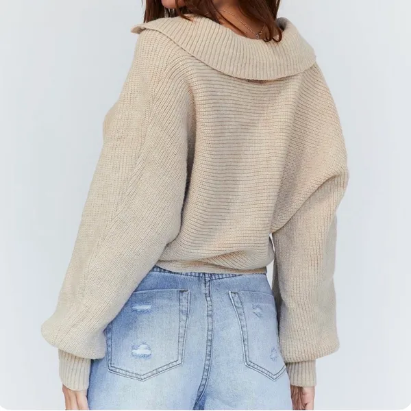 Princess Polly Beige Tiana Cropped Sweater - Image 2