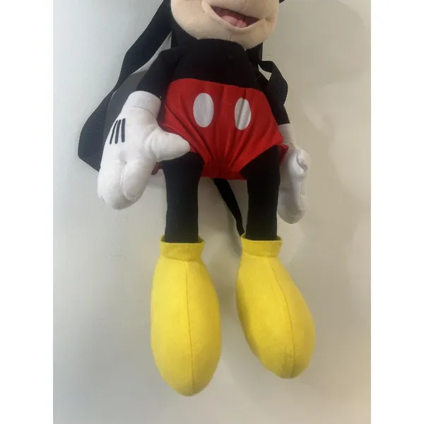 Disney Mickey Mouse Plush Mini Backpack Bag Kids Toddler Black Red Zipper Straps - Image 4