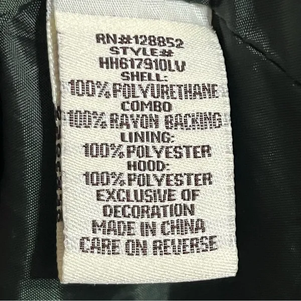 Women's Juniors Harmony & Havoc Faux Leather Jacket Hooded Zipper Size XL Green‎ - Image 4