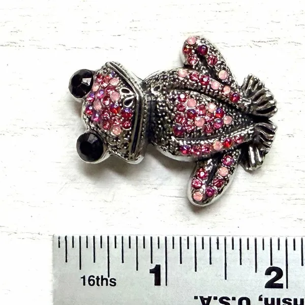 Pink Rhinestone Frog Brooch Pink - Image 9
