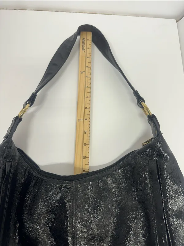 Pinky Black Leather Hobo Bag with Gold Hardware - Image 6