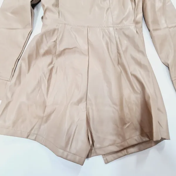Superdown Chantel Leather Romper in Nude Medium - Image 14