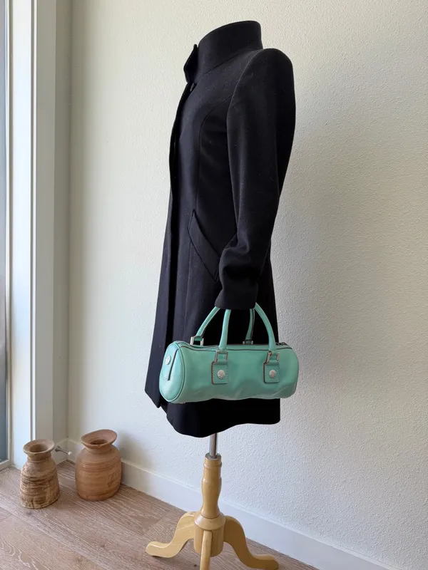Vintage Michael Kors Barrel Bag 2000s Y2K Mint Green Teal - Image 11