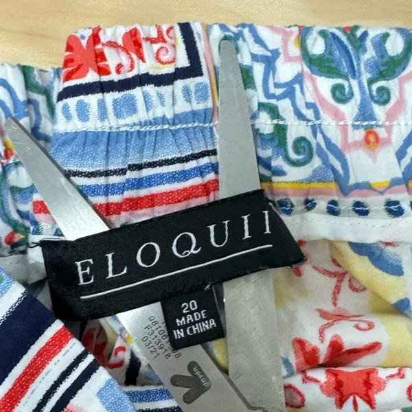 Eloquii Women’s Boho Mosaic Print Cotton Wide Leg Cropped Pull On Pants‎ Sz 20 - Image 9
