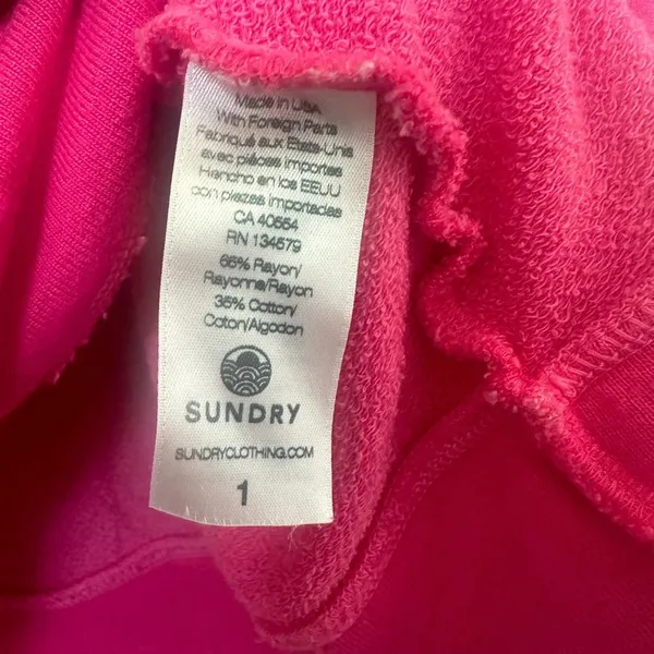 Sundry LA NY Sweatshirt Hoodie Raspberry Size 1 - Image 5