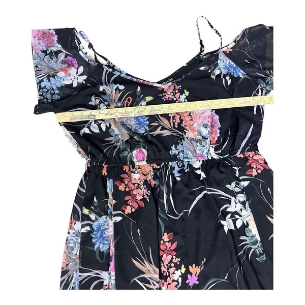 City Chic Black Floral Maxi Dress Size XL/22 Cold Shoulder Summer - Image 9