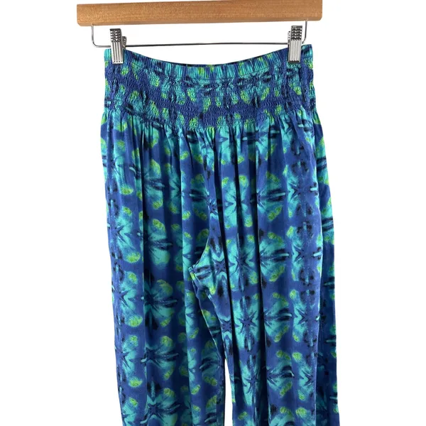 Women’s Lotus & Luna Small Blue & Green Patterned Harem Pants - Image 2