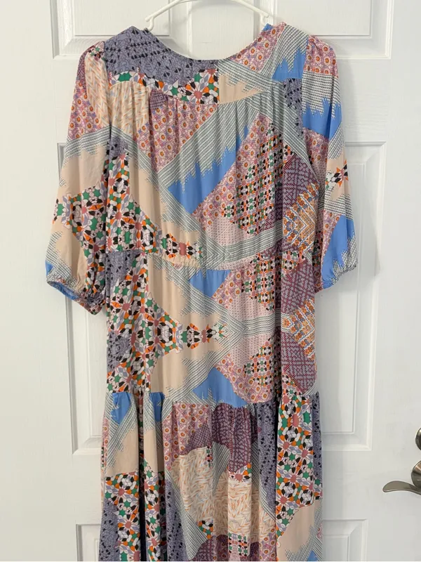 Jaase Lavender, Peach & Blue Patchwork Maxi Dress - Image 7