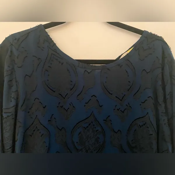 Loft Navy Black Blue Polyester Office Wear Blouse Women's Sz Large - Image 3