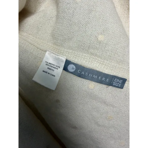 In Cashmere Merino Wool Cashmere Cream Pearl Poncho Shawl Topper One Size - Image 2