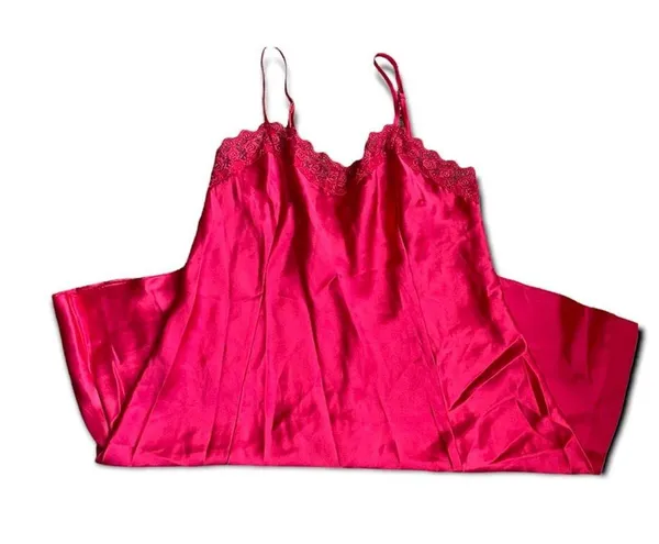 Red Satin Lace Dress Size M - Image 7
