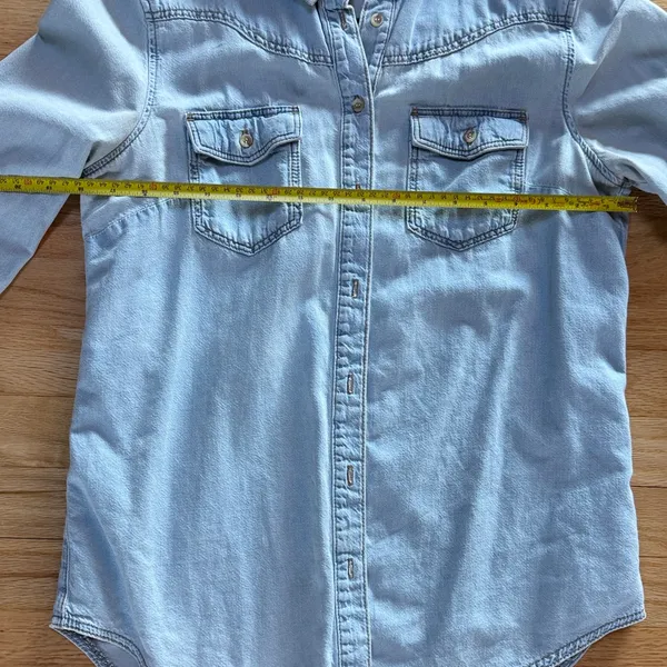 Topshop MOTO Soft Washed 100%Cotton Light Blue Denim Shirt - Image 10
