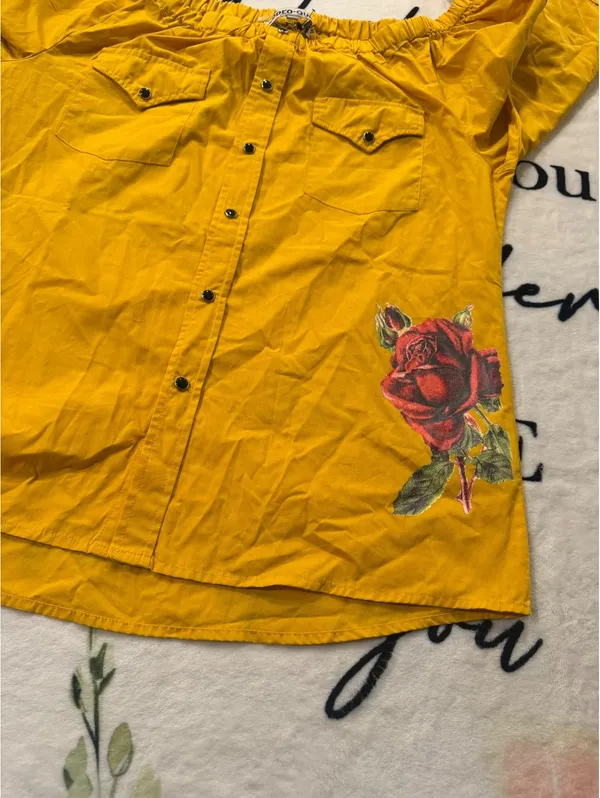 Rodeo Quincy Western-style blouse with an off-the-shoulder design; Size 2XL - Image 4