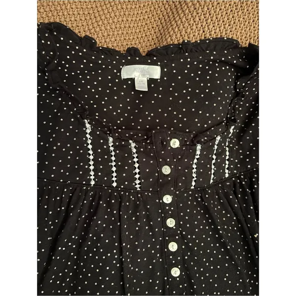 Secret Treasures Polka Dot Sleep Gown Nightgown Puff Sleeve Button Cottagecore - Image 3