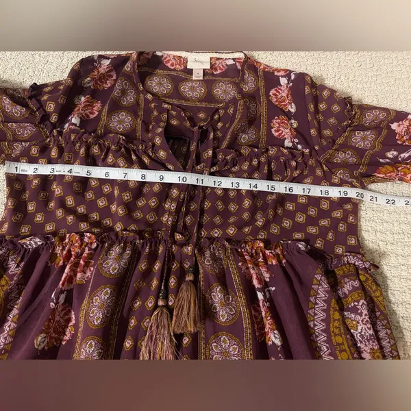 Knox Rose Burgundy and Gold Boho Blouse - Image 4