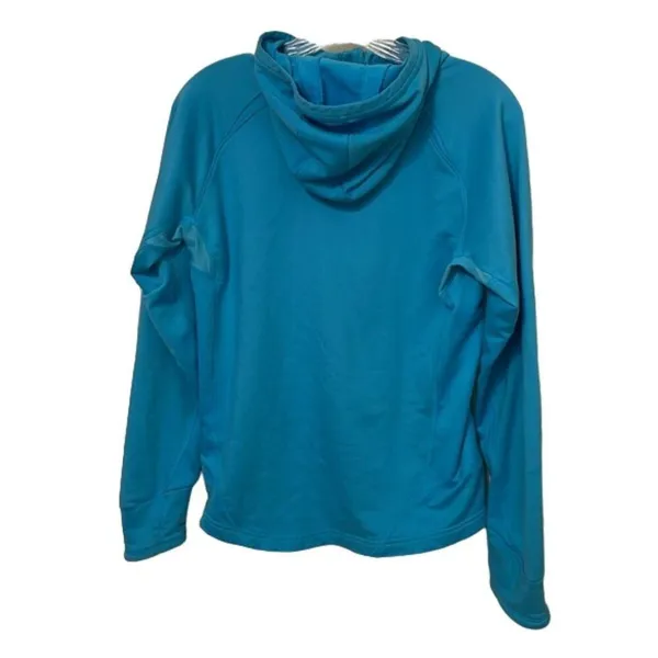 Nike Women's Dri-FIT 1/4 Zip Hooded Jacket Blue Medium Athletic TopNike Dri-FIT - Image 4