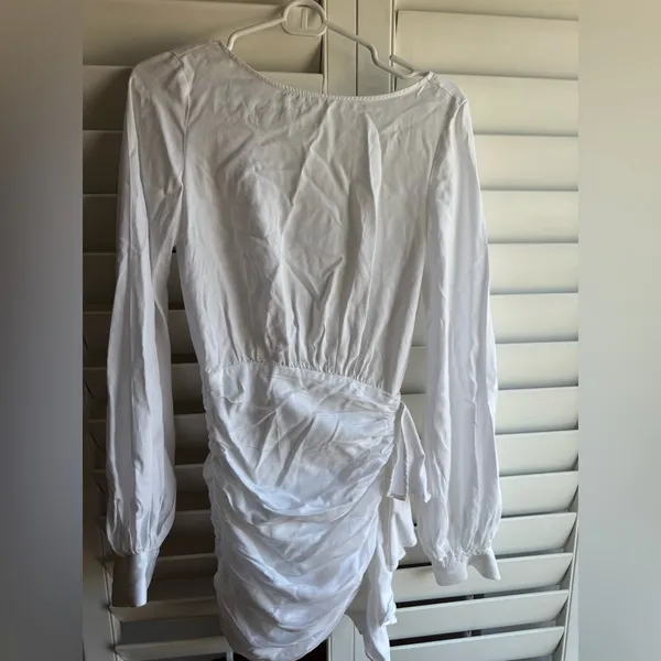 House Of CB 'Chambery' White Backless Ruched Mini Dress XS - Image 5