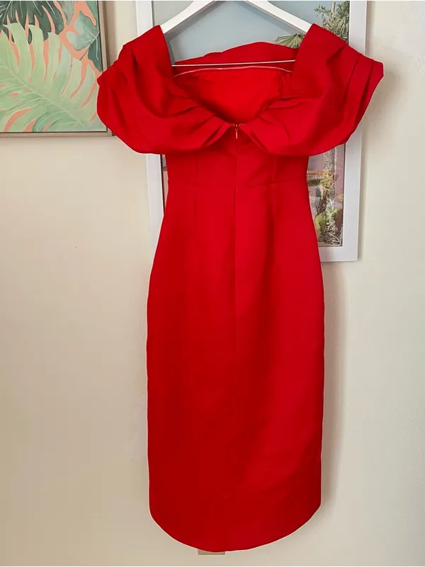 Elliatt March Off The Shoulder Midi Dress in Red Size XS - Image 9