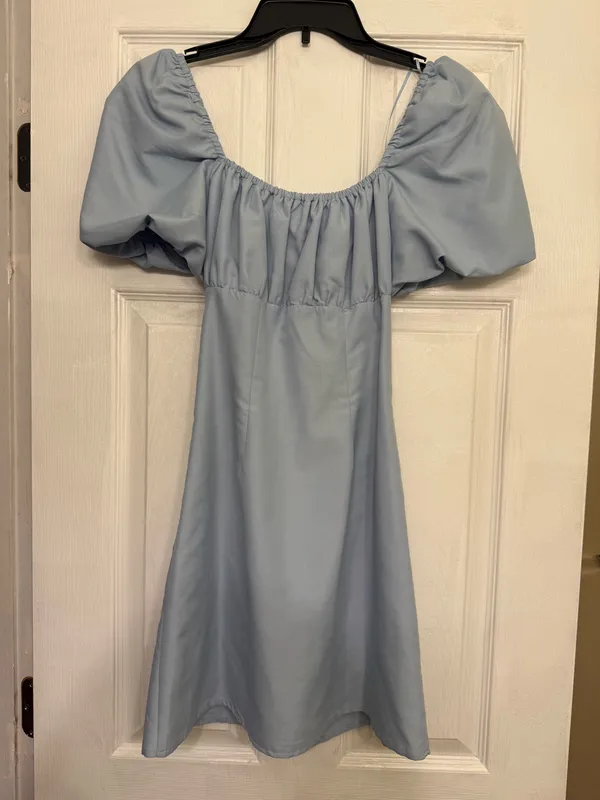 Blue Puff Sleeve Dress - Image 3