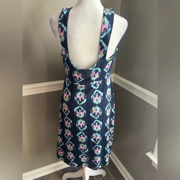 Nic + Zoe Batic Dress L Blue Ocean Batik Jersey Lined‎ Stretch Beach Coastal L - Image 4