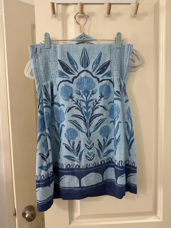 Blue Floral Strapless Romper - Image 2