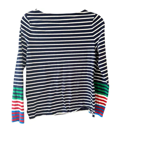 Boden Womens‎ Navy White Striped Long Sleeve Top Rainbow Cuff Cotton US 6 Ella - Image 5
