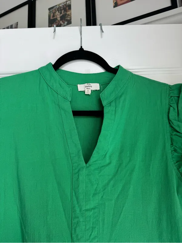 entro Bright Green Tiered V-Neck Mini Dress - Image 3