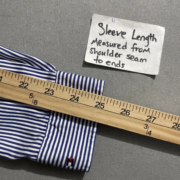 Tommy Hilfiger Button Up Shirt Size M Blue Striped Oxford Prep Classic Academia - Image 13