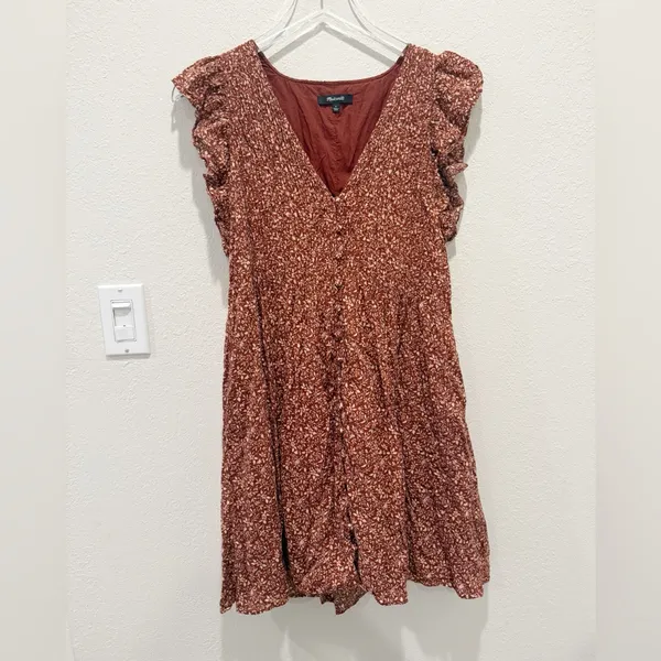 MADEWELL Pintuck‎ Mini Dress in Florentine Floral size Small - Image 5