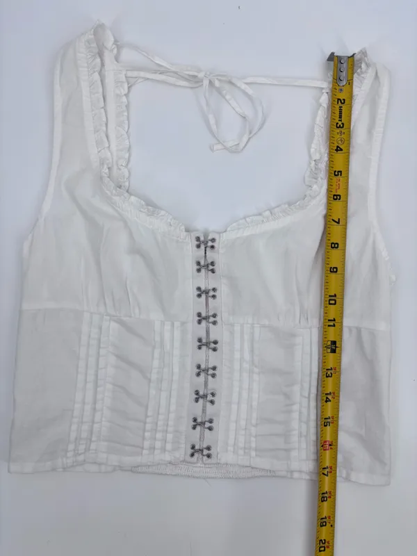 Free People White Hook-and-Eye Ruffle-Trim Crop Camisole - Image 8