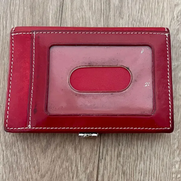 Coach Y2K Vintage Red Leather Compact Bifold Credit Card Holder Wallet - Image 2