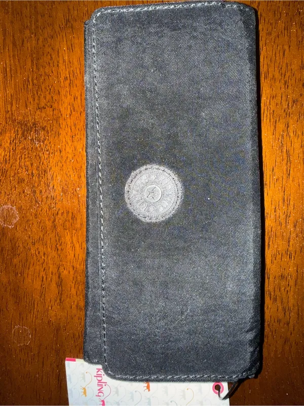 Kipling Black Suede Flip Phone Wallet Case with Logo - Image 2