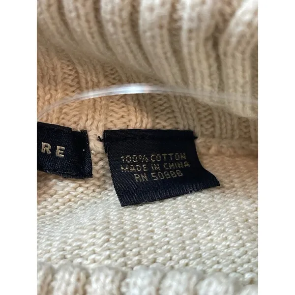 Jeanne Pierre Cream Light Beige Mock Neck Pullover Knit Sweater M NWT - Image 9