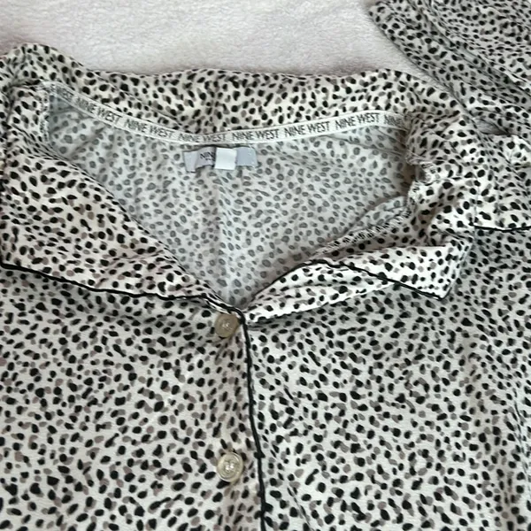 Nine West multi color Print Pajamas Jogger Pants Women White L Loungewear Soft - Image 2