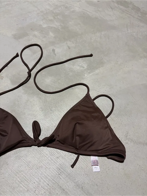 Victoria’s Secret Brown Triangle Bikini Top y2k large - Image 4