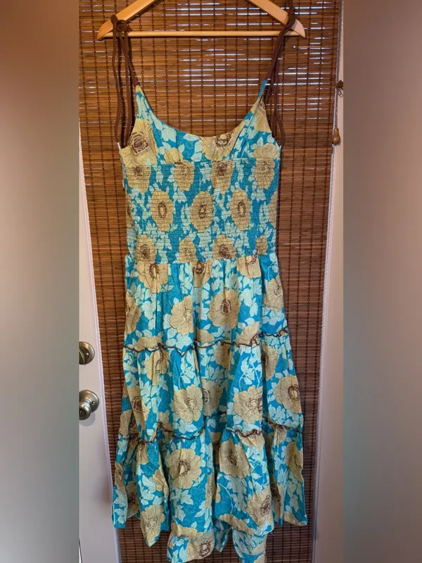 Free People $168 Adriel Floral Tie Strap Tiered Midi Dress XL - Image 4