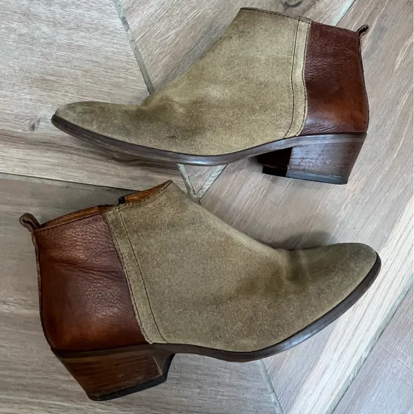 Madewell Cait Two Tone Leather Suede Zip Up Ankle Boots 7.5 Brown - Image 5