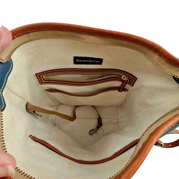 Dooney & Bourke Pebble Grain Leather Zip Sac Crossbody Bag Purse Jeans Blue - Image 4